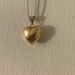 VINTAGE 14K 14KT Solid Gold Hollow Heart Charm for Necklace Jewelry 1.29 Grams